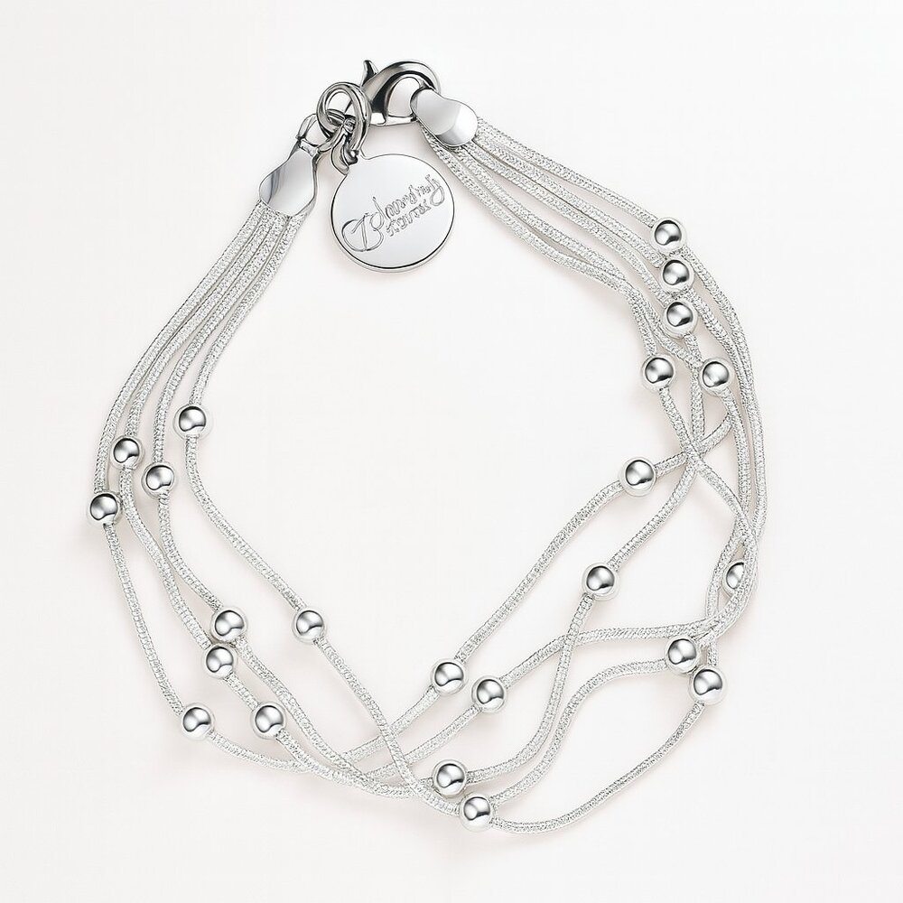 NWT 7 Charming‎ Sisters Multi-Strand Silver Bead Bracelet 8.5 Inches